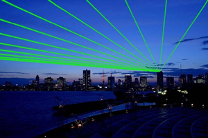Outdoor laser for building roof